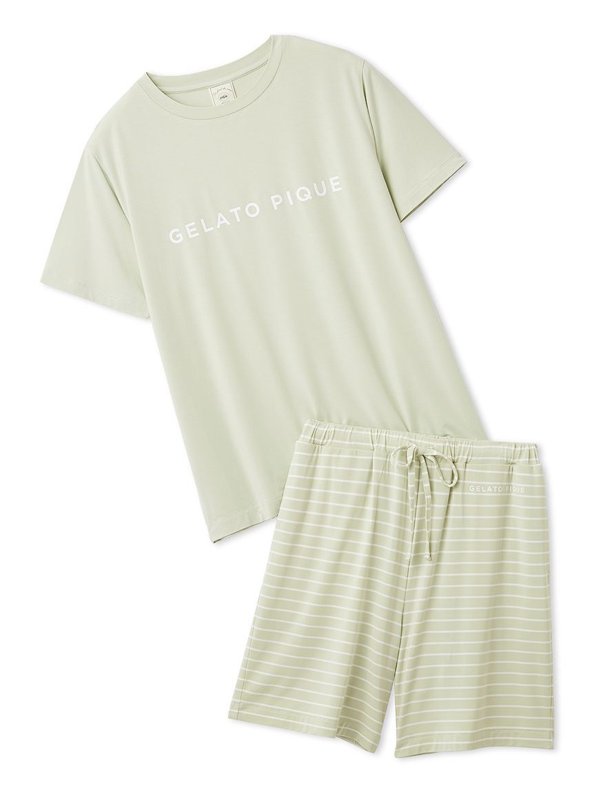 gelato pique「レーヨンロゴTシャツ&ボーダーハーフパンツセット」|ルームウェア|LIME