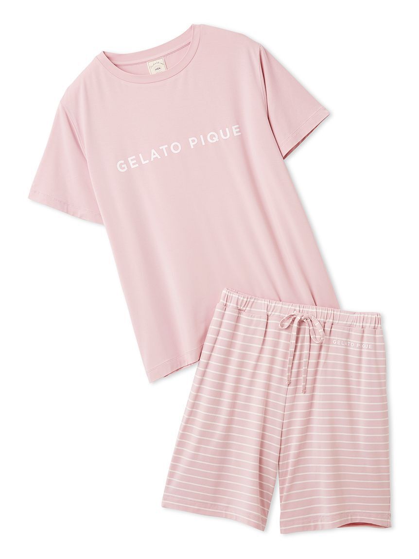gelato pique「レーヨンロゴTシャツ&ボーダーハーフパンツセット」|ルームウェア|PNK
