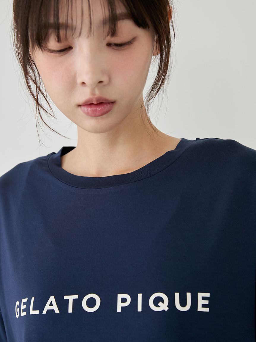 gelato pique「レーヨンロゴTシャツ&ボーダーロングパンツセット」|ルームウェア|