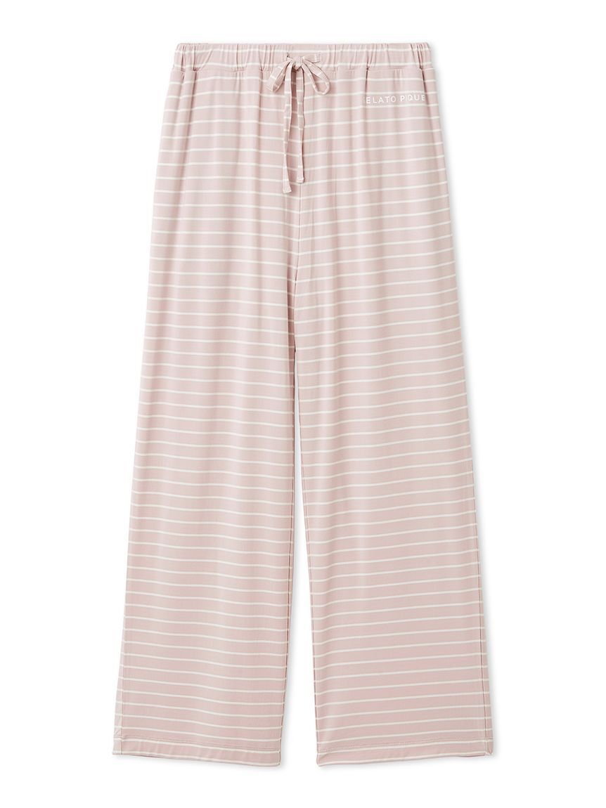 gelato pique「レーヨンロゴTシャツ&ボーダーロングパンツセット」|ルームウェア|