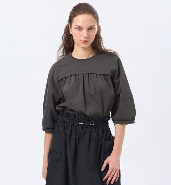 MACKINTOSH PHILOSOPHY「フロントギャザージャージブラウス」|Tシャツ・カットソー|チャコールグレー
