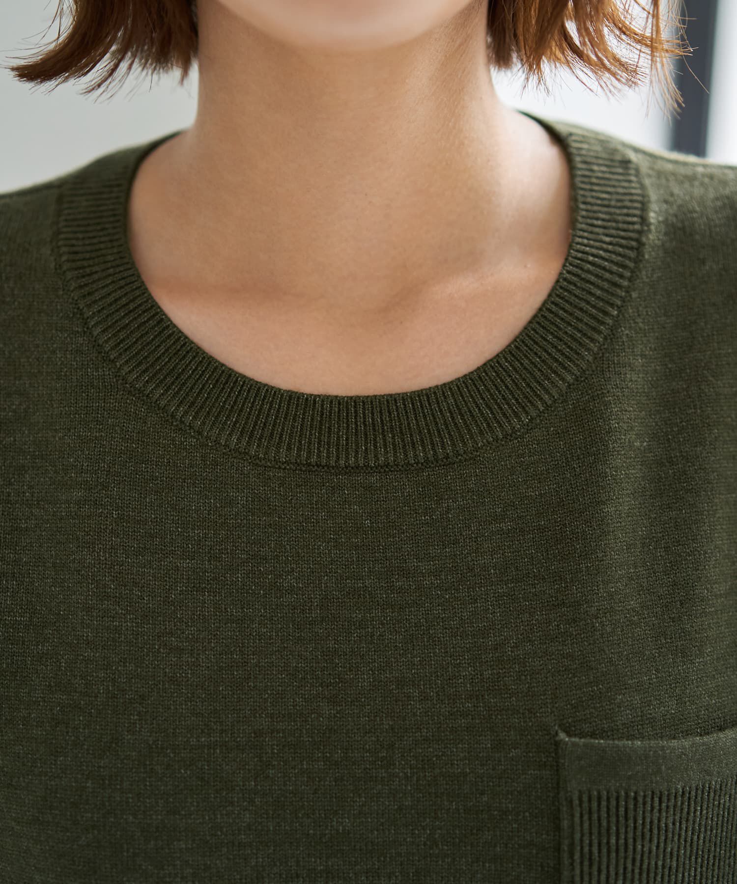 STYLE DELI「胸ポケット裾ラウンドニットトップス」|ニット・セーター|