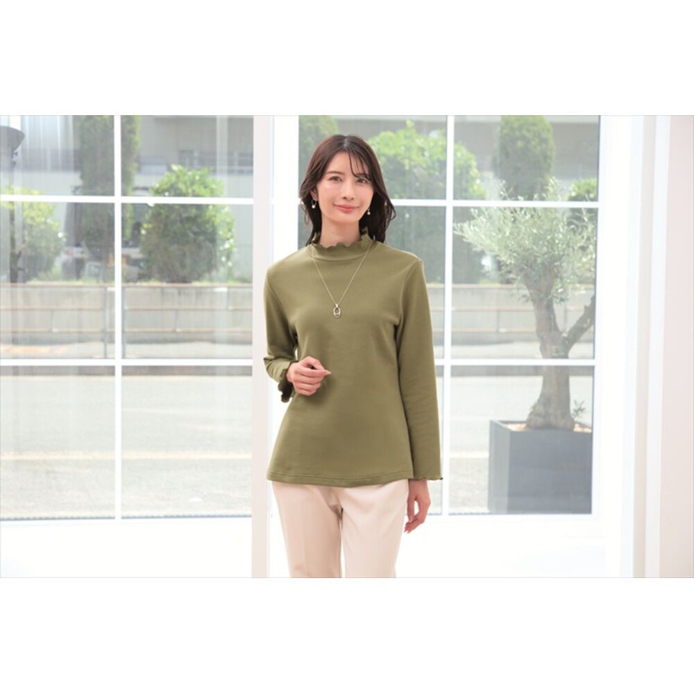 BACKYARD FAMILY「タートルプルオーバー 通販 タートルネック ハイネック プルオーバー カットソー 長袖 tシャツ」|Tシャツ・カットソー|グリーン1