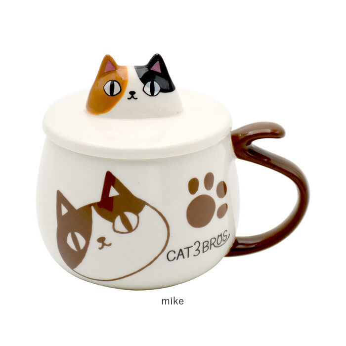 BACKYARD FAMILY「セラミック藍 マグカップ 通販 にゃん屋 猫3兄弟 マグ カップ 蓋付きマグカップ 陶器」|食器・キッチングッズ|