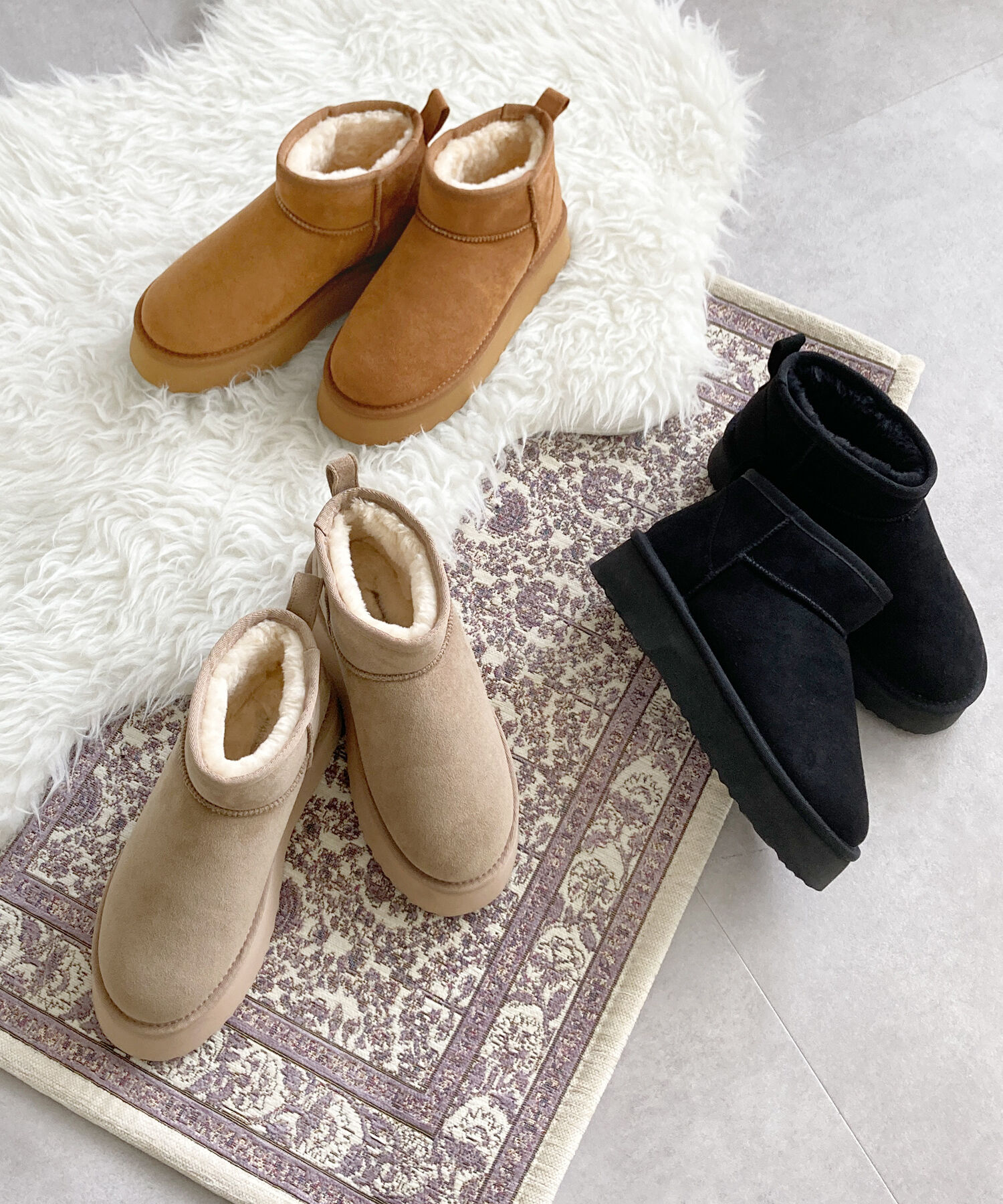 ORiental TRaffic「【累計1万足突破】 厚底 ムートン ショートブーツ /35401 軽量 防寒」|ショートブーツ|