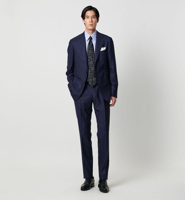 UNITED ARROWS「ALBINI ピンストライプ ラウンド レギュラーカラーシャツ」|シャツ・ブラウス|