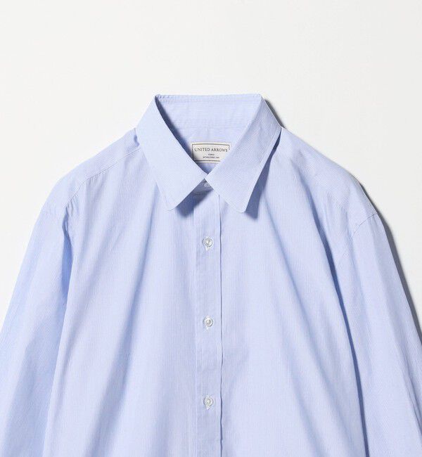 UNITED ARROWS「ALBINI ピンストライプ ラウンド レギュラーカラーシャツ」|シャツ・ブラウス|