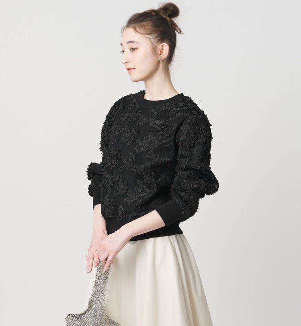 UNITED ARROWS「エンブロイダリーフラワー メッシュ ニット」|ニット・セーター|