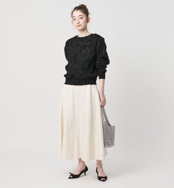 UNITED ARROWS「エンブロイダリーフラワー メッシュ ニット」|ニット・セーター|