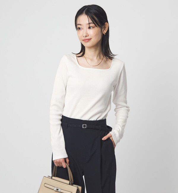 UNITED ARROWS green label relaxing「ブライトリブ スクエアネック ロングスリーブ カットソー」|Tシャツ・カットソー|OFF WHITE