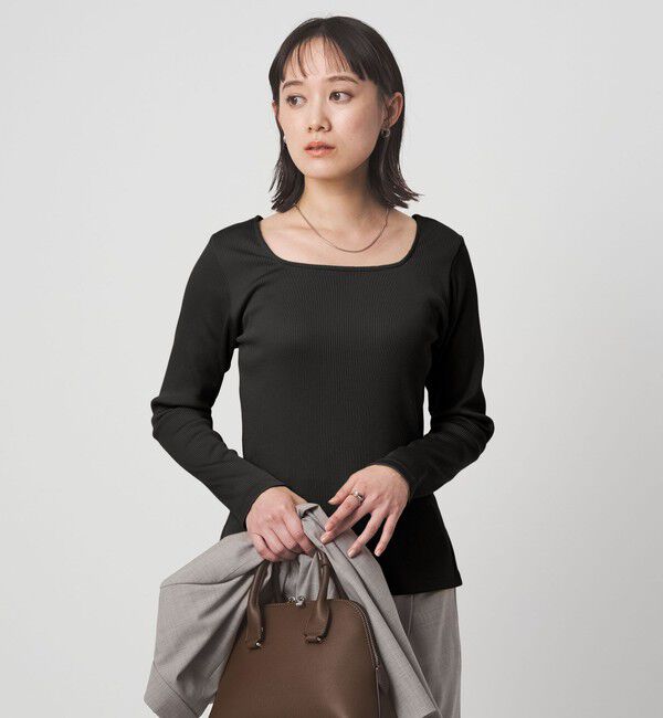 UNITED ARROWS green label relaxing「ブライトリブ スクエアネック ロングスリーブ カットソー」|Tシャツ・カットソー|