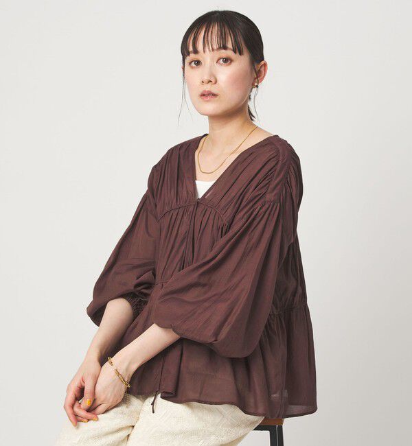 UNITED ARROWS green label relaxing「全方位映えギャザーブラウス」|シャツ・ブラウス|
