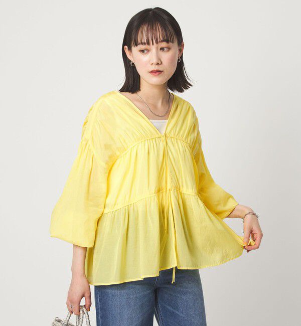 UNITED ARROWS green label relaxing「全方位映えギャザーブラウス」|シャツ・ブラウス|YELLOW