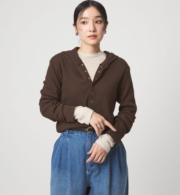 UNITED ARROWS green label relaxing「【WEB限定】＜at ease＞ワッフル フード ロングスリーブ カットソー」|Tシャツ・カットソー|