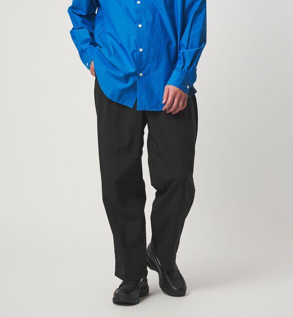 UNITED ARROWS green label relaxing「ナイロンオックス 1プリーツ W3 ワイドパンツ -撥水-」|その他|BLACK