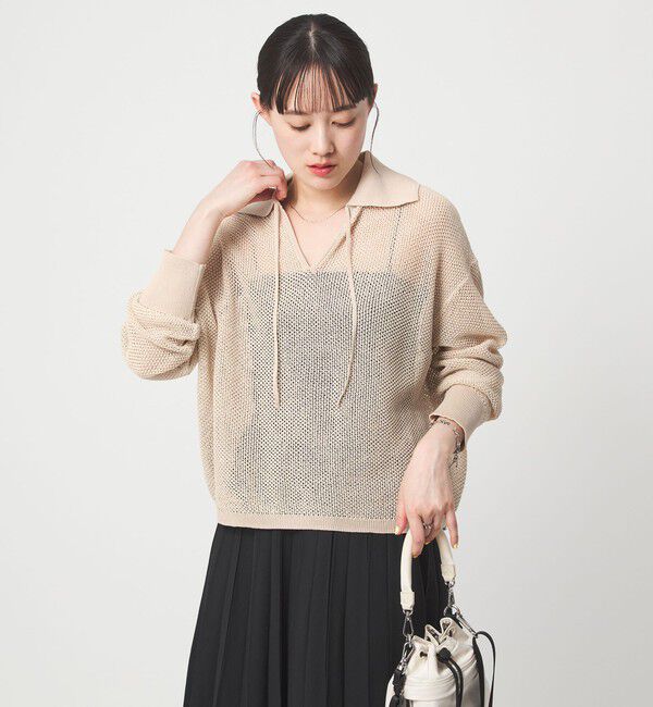 UNITED ARROWS green label relaxing「メッシュ ポロプルオーバー」|ニット・セーター|NATURAL