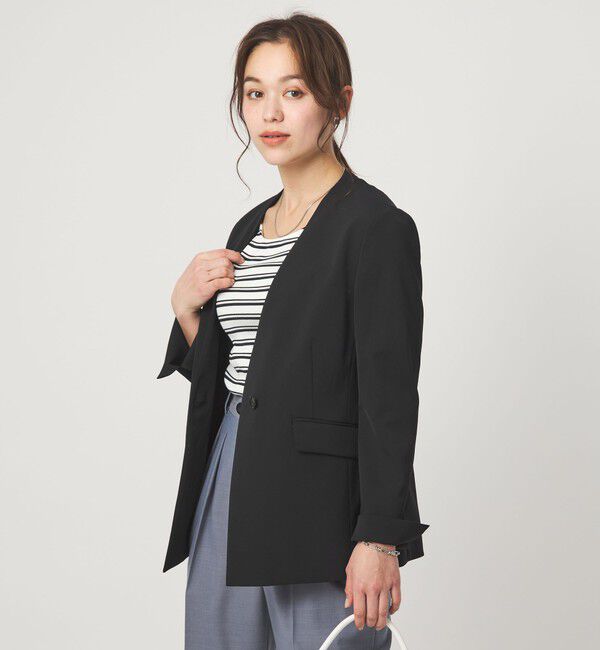 UNITED ARROWS green label relaxing「［size SHORTあり］サラフール ノーラペル ジャケット ストレッチ 接触冷感 UVカット」|ノーカラージャケット|