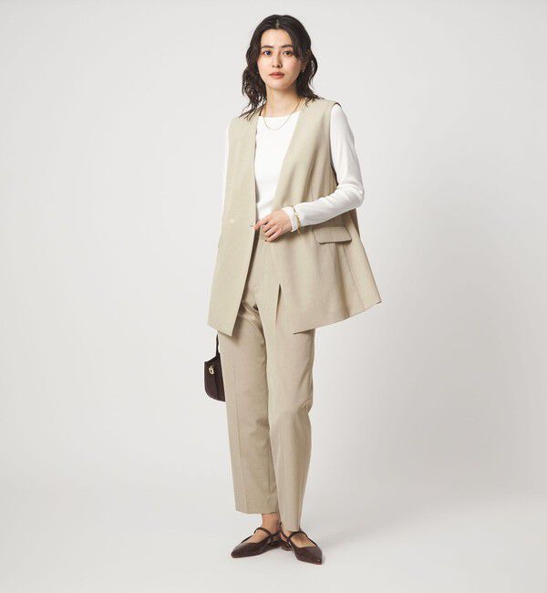 UNITED ARROWS green label relaxing「［size SHORTあり］サラフール ノーラペル ジレ ストレッチ UVカット」|ノーカラージャケット|