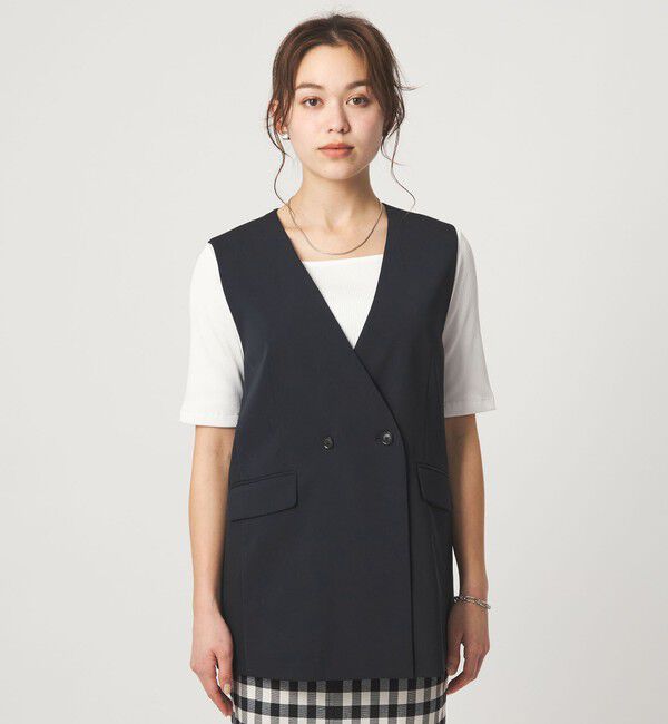 UNITED ARROWS green label relaxing「［size SHORTあり］サラフール ノーラペル ジレ ストレッチ UVカット」|ノーカラージャケット|