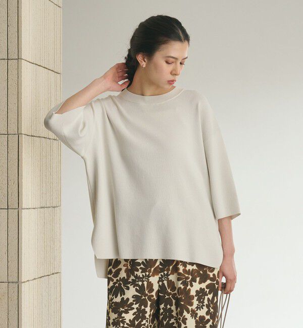 BEAUTY&YOUTH UNITED ARROWS「ハーフスリーブ ニットプルオーバー ウォッシャブル」|ニット・セーター|OFF WHITE