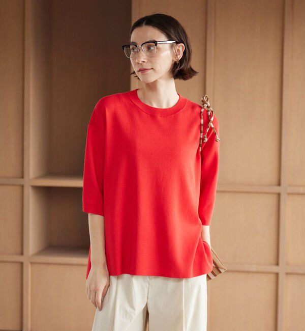 BEAUTY&YOUTH UNITED ARROWS「ハーフスリーブ ニットプルオーバー ウォッシャブル」|ニット・セーター|