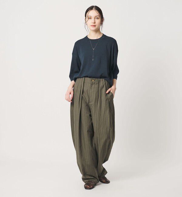 BEAUTY&YOUTH UNITED ARROWS「ハーフスリーブ ニットプルオーバー ウォッシャブル」|ニット・セーター|NAVY