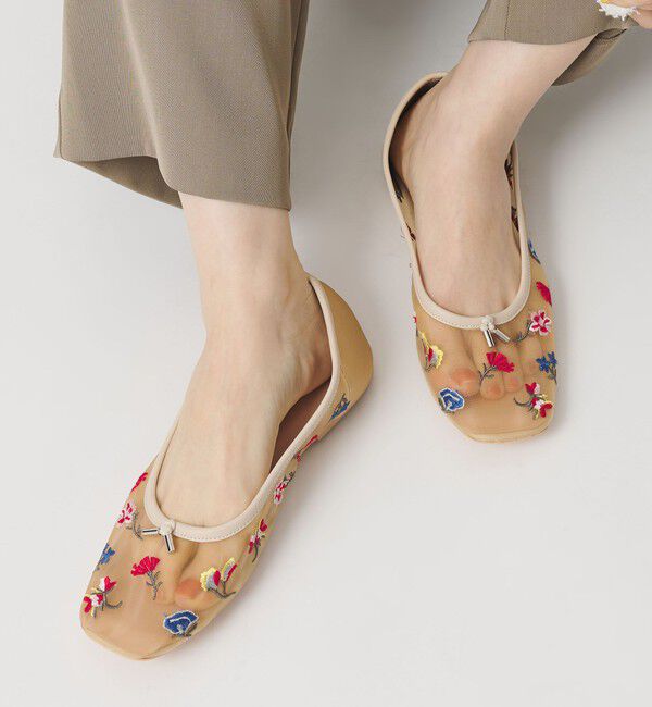 BEAUTY&YOUTH UNITED ARROWS「チュール フラワー エンブロイダリー バレエシューズ」|バレエシューズ|