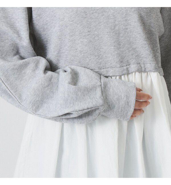 Ray BEAMS 「ギャザー キリカエ スウェット クルーネック トップス」|スウェット・ジャージ|