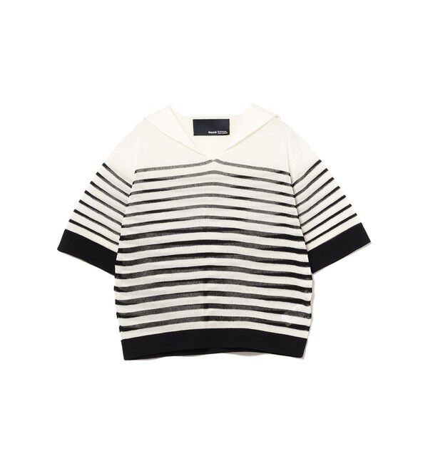 Ray BEAMS 「boussole / Sheer Border Sailor Collar Pullover」|ニット・セーター|