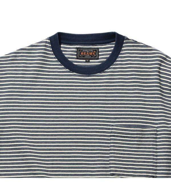 BEAMS PLUS「Pocket Tee Indigo Stripe」|Tシャツ・カットソー|