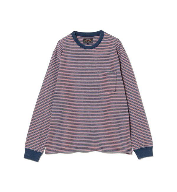 BEAMS PLUS「Pocket Tee Indigo Stripe」|Tシャツ・カットソー|