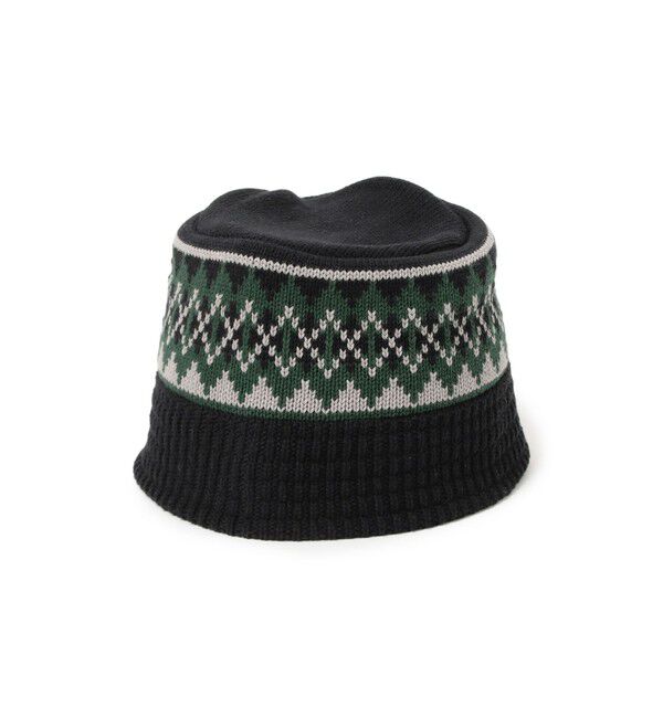 BEAMS「ダイア ジャカード ニット バケットハット」|キャップ・キャスケット|BLACK
