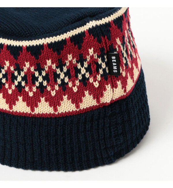 BEAMS「ダイア ジャカード ニット バケットハット」|キャップ・キャスケット|