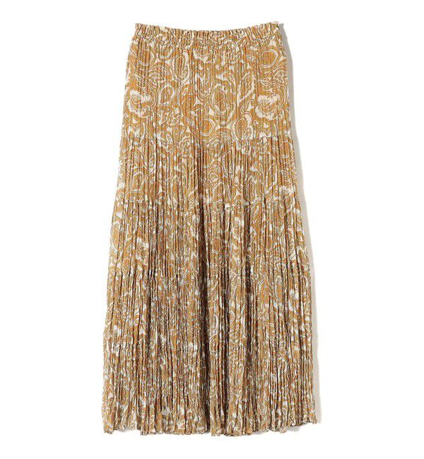 SHIPS for women「〈手洗い可能〉楊柳 プリーツ ペイズリー ティアード スカート」|スカート|オレンジ