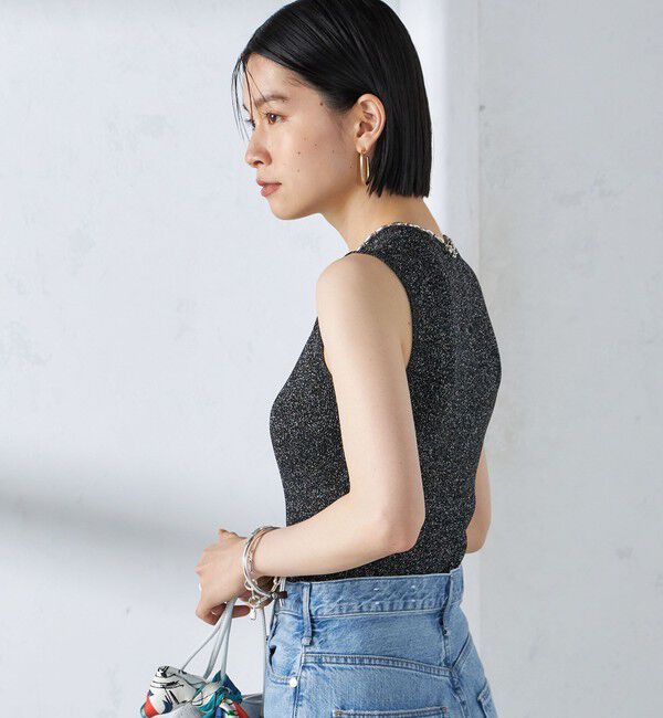 SHIPS for women「〈手洗い可能〉ラメ ノースリーブ ニット」|ニット・セーター|