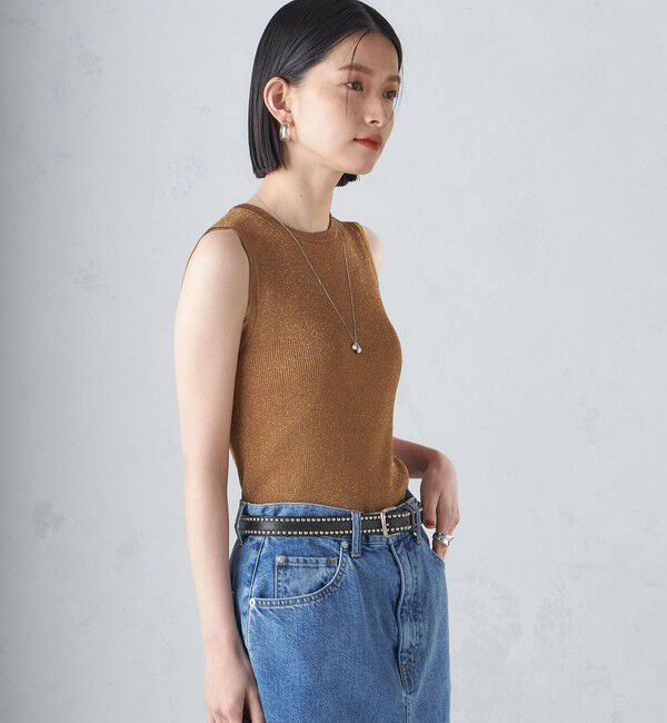 SHIPS for women「〈手洗い可能〉ラメ ノースリーブ ニット」|ニット・セーター|