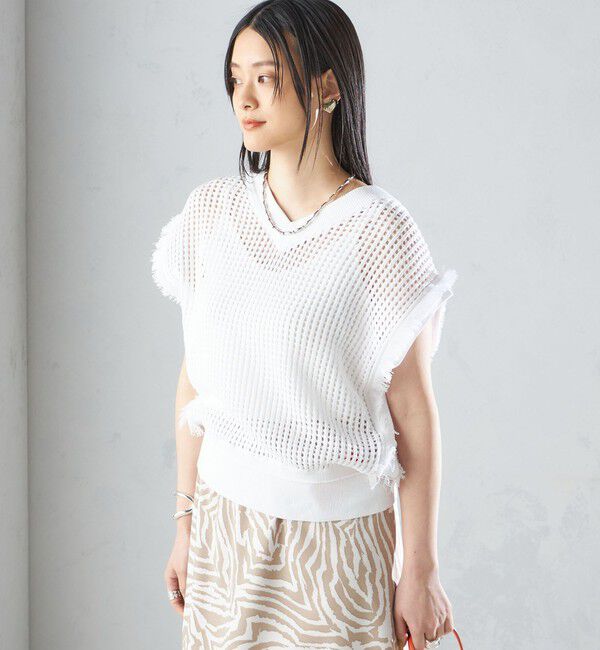 SHIPS for women「〈手洗い可能〉メッシュ 編み 前後 ２WAY ニット ベスト ◇」|ベスト・ジレ|