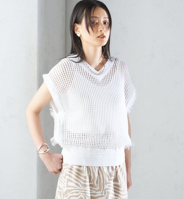 SHIPS for women「〈手洗い可能〉メッシュ 編み 前後 ２WAY ニット ベスト ◇」|ベスト・ジレ|