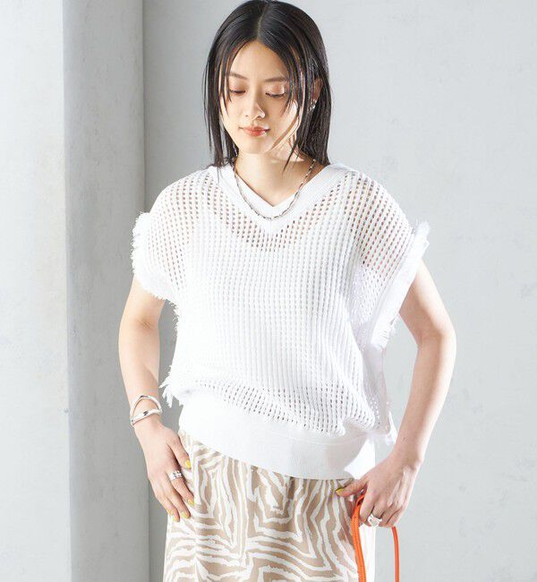 SHIPS for women「〈手洗い可能〉メッシュ 編み 前後 ２WAY ニット ベスト ◇」|ベスト・ジレ|