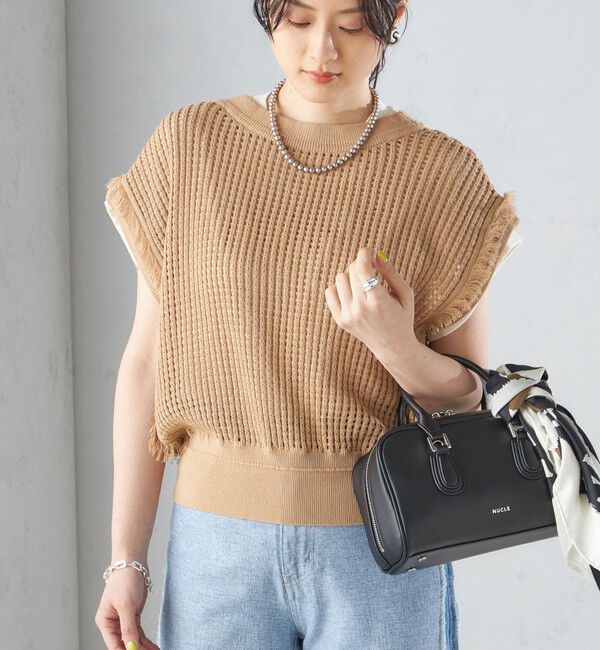 SHIPS for women「〈手洗い可能〉メッシュ 編み 前後 ２WAY ニット ベスト ◇」|ベスト・ジレ|ベージュ