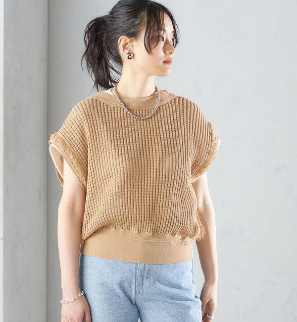 SHIPS for women「〈手洗い可能〉メッシュ 編み 前後 ２WAY ニット ベスト ◇」|ベスト・ジレ|