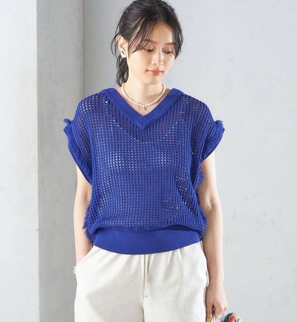 SHIPS for women「〈手洗い可能〉メッシュ 編み 前後 ２WAY ニット ベスト ◇」|ベスト・ジレ|