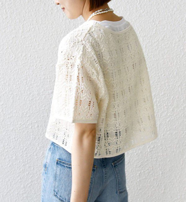 SHIPS for women「〈手洗い可能〉ローゲージ ラッセル 半袖 TEE」|Tシャツ・カットソー|