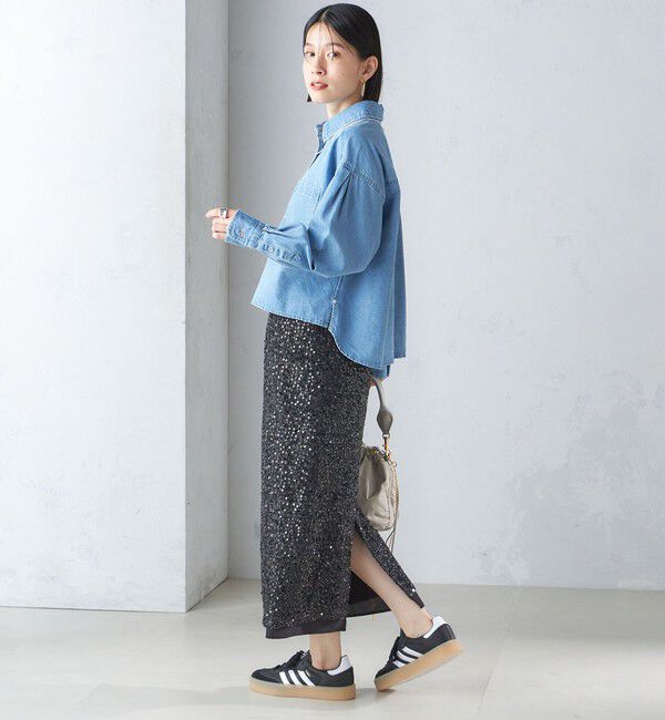 SHIPS for women「〈手洗い可能〉スパンコール Iライン スカート」|スカート|