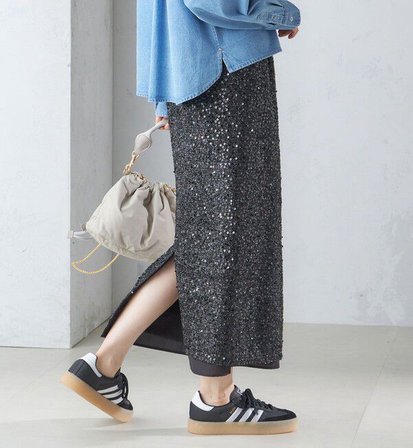SHIPS for women「〈手洗い可能〉スパンコール Iライン スカート」|スカート|