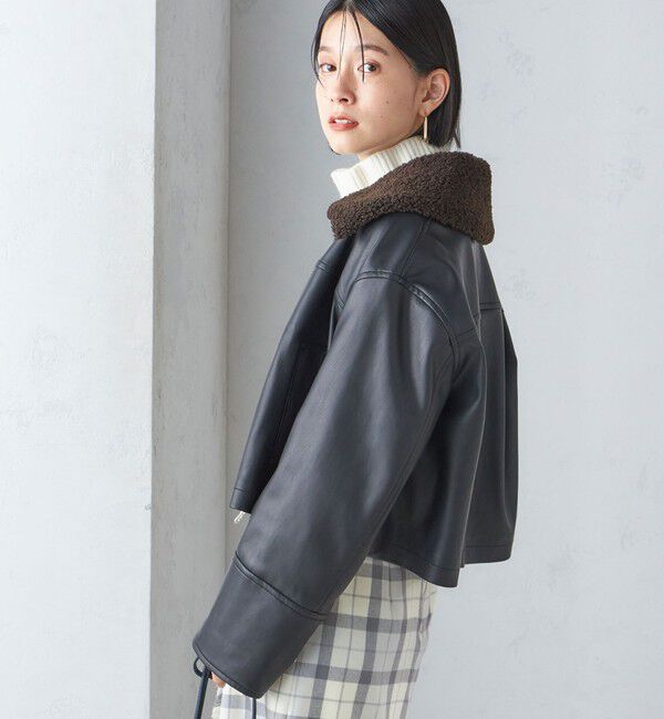 SHIPS for women「ボア カラー ブルゾン」|ブルゾン・スタジャン|ブラック