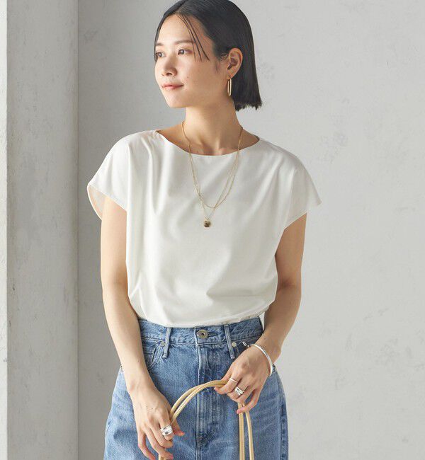 SHIPS for women「〈手洗い可能〉SORONA(R) ボートネック TEE」|Tシャツ・カットソー|