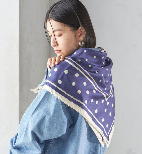SHIPS for women「【SHIPS別注】manipuri:エンブレム スカーフ 88&times;88」|バンダナ・スカーフ|ネイビー