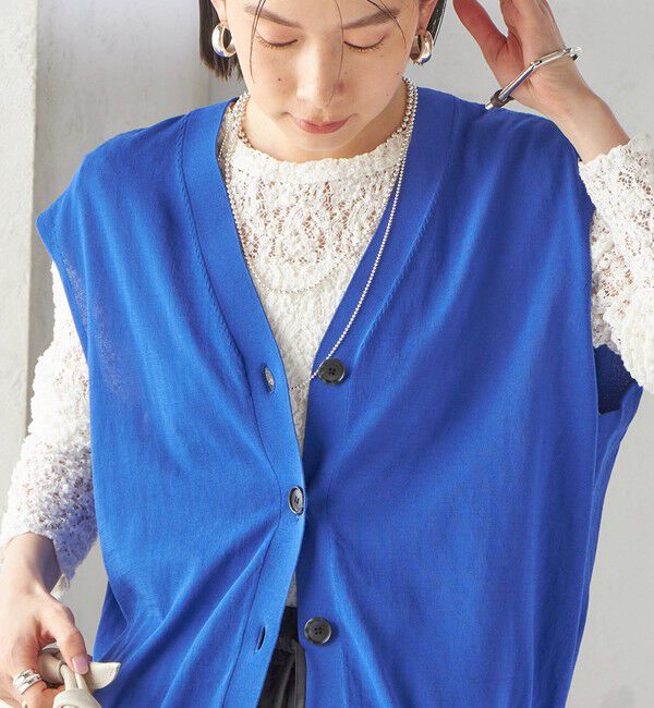 SHIPS for women「〈接触冷感 / 手洗い可能〉アイスコットン フレンチ スリーブ ジレ カーディガン」|ベスト・ジレ|