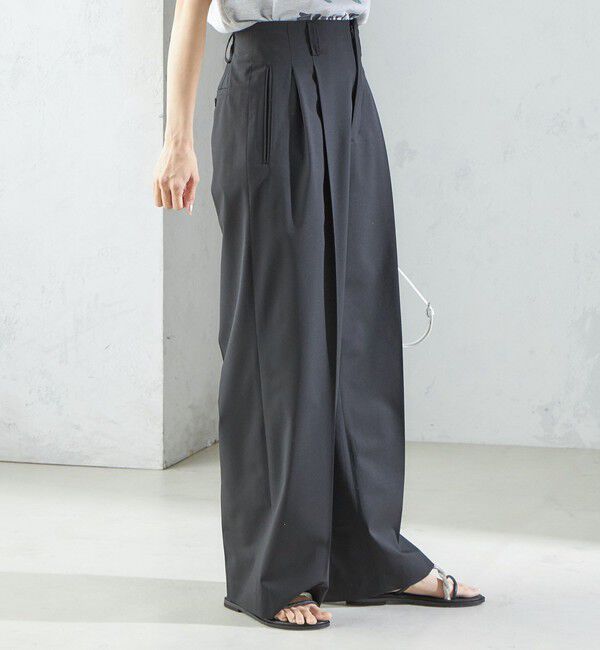 SHIPS for women「〈手洗い可能〉2タック ワイド パンツ（ブラック）」|その他|